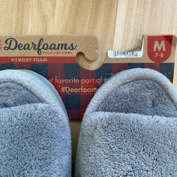 NWT Dearfoams Memory Foam Baby Blue Slippers Slides Plush Sz Medium 7 / 8 - Picture 3 of 7